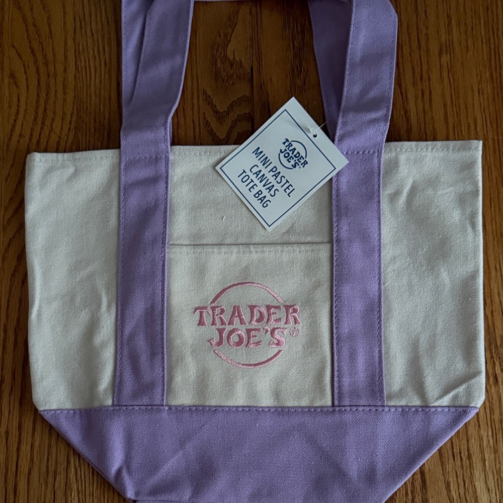 Trader Joe’s Mini Totes - Pastel Lavender and Cream Canvas Tote